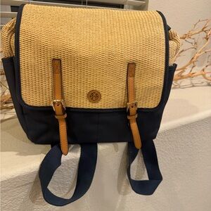 Tory Burch Woven Tan and dark blue Backpack